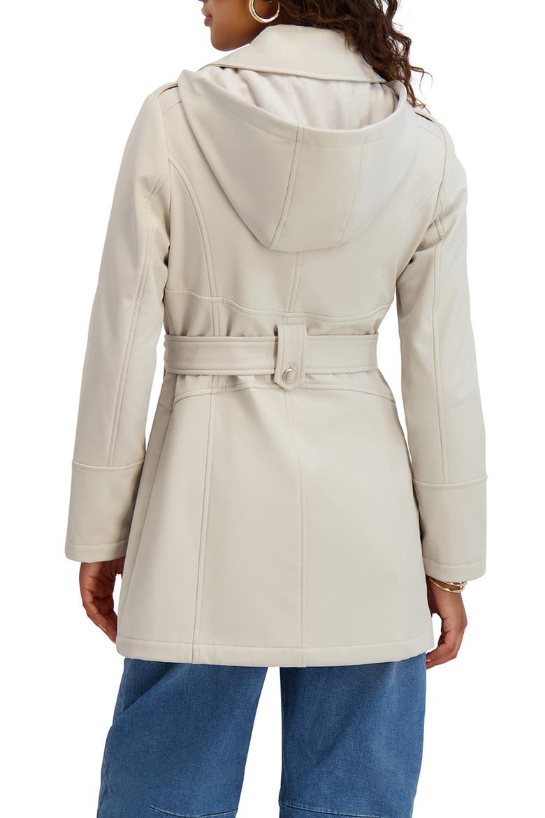 Hooded Double Breasted Soft Shell Jacket, Alternate, color, IVORY