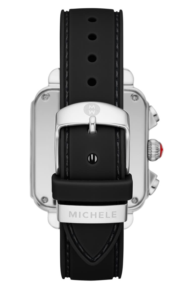 Deco Sport Chronograph Silicone Strap Watch, 36mm, Alternate, color, SILVER