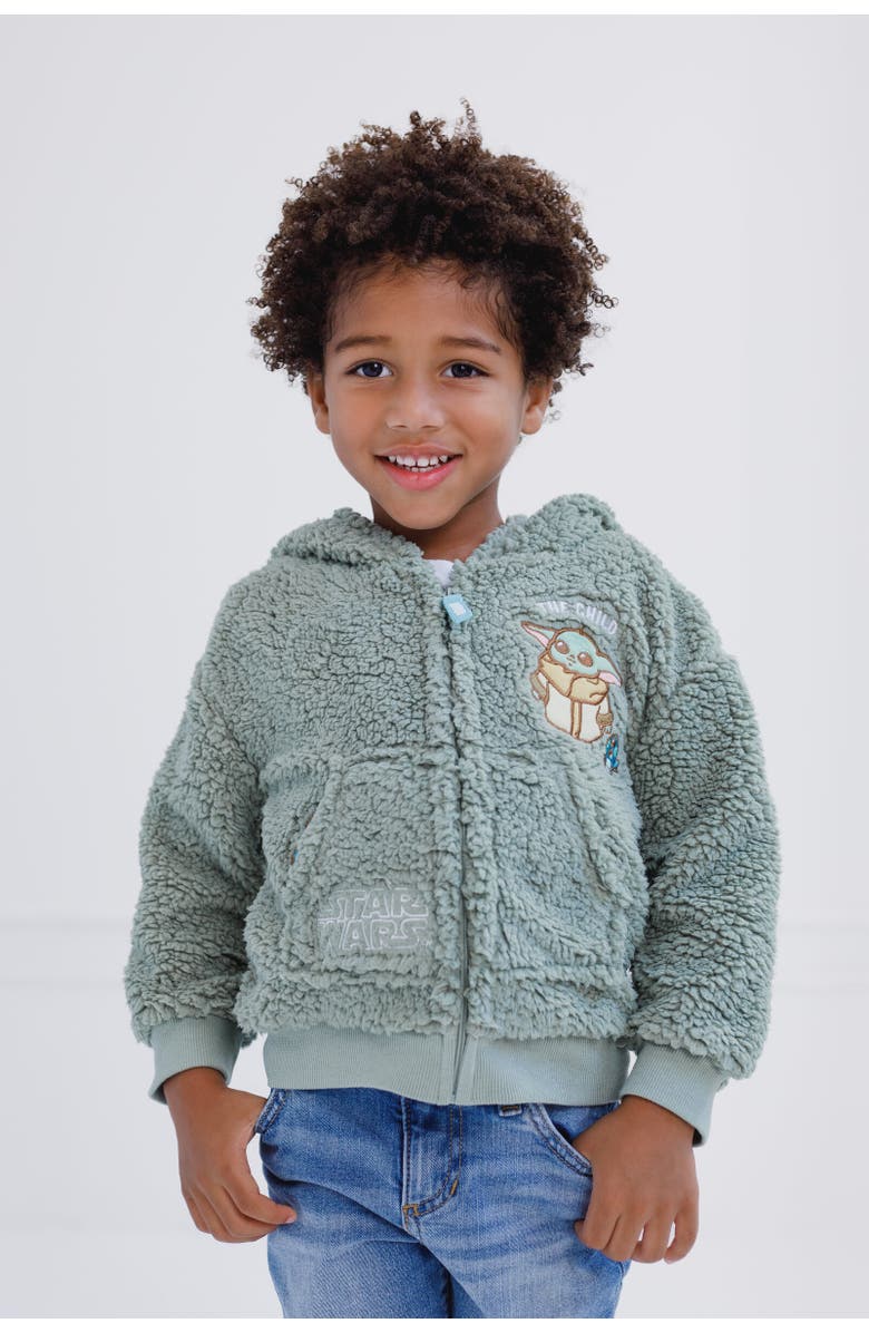 Star Wars Baby Yoda The Mandalorian Faux Shearling Hoodie, Alternate, color, Green