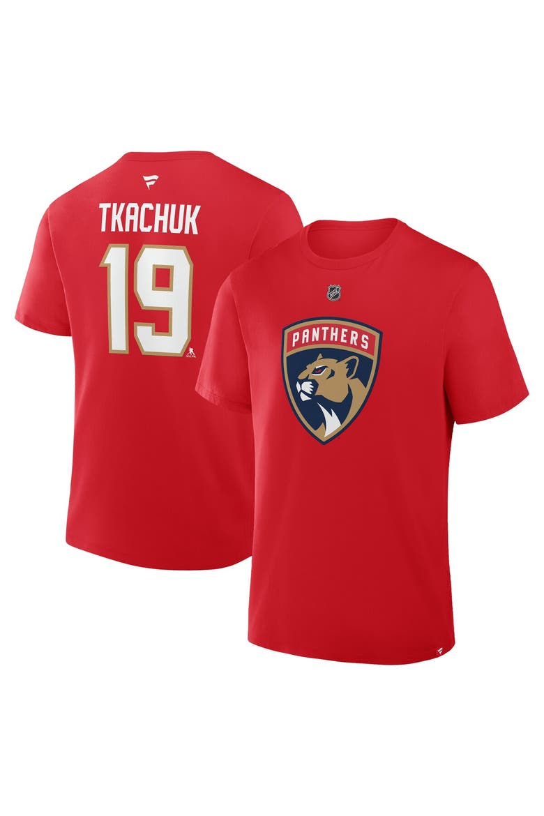 Men's Fanatics Matthew Tkachuk Red Florida Panthers Authentic Stack Name & Number T-Shirt, Main, color, Red