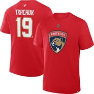 FANATICS Men's Fanatics Matthew Tkachuk Red Florida Panthers Authentic Stack Name & Number T-Shirt