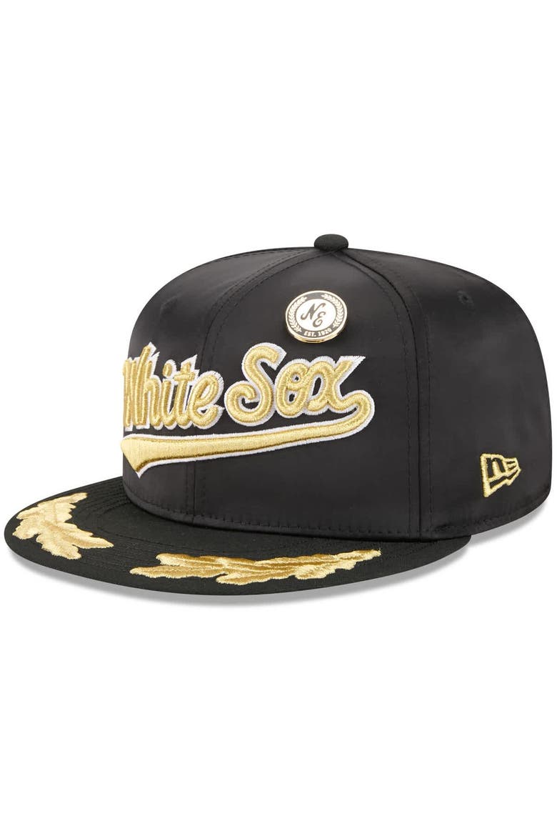 Men's New Era  Black Chicago White Sox 2025 59FIFTY Day Gold Leaf 59FIFTY Fitted Hat, Main, color, Black