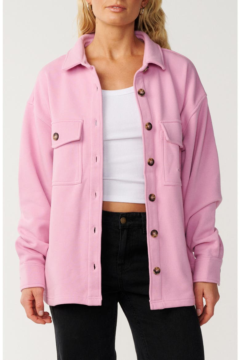Retro Swell Fleece Shirt Jacket, Main, color, LILAC