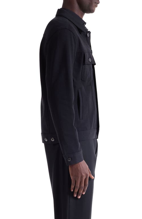 Bugatchi Knit Trucker Jacket In Black