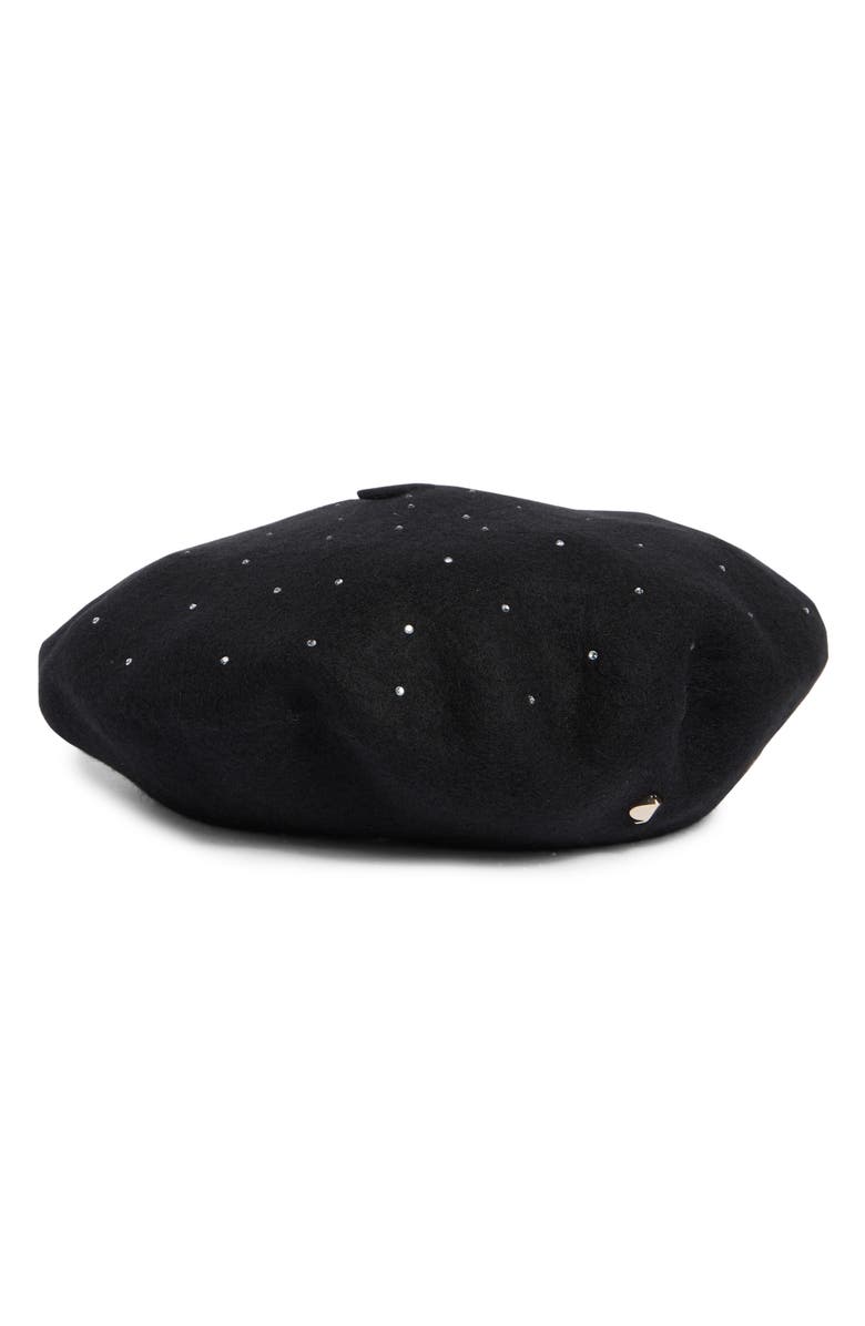 Kate Spade New York disco wool blend beret, Main, color, Black
