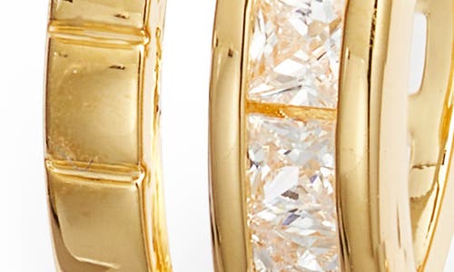 Nordstrom Cubic Zirconia Double Huggie Hoop Earrings In Clear- Gold