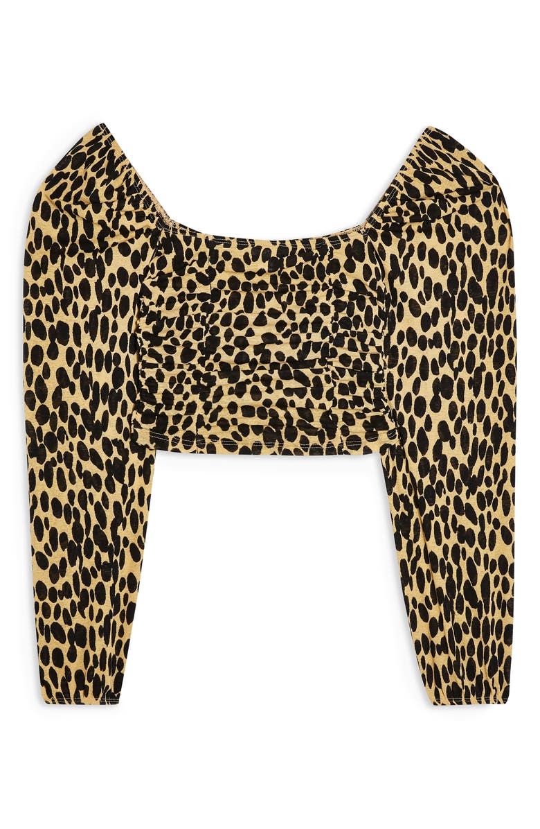 Topshop Animal Print Ruched Top, Alternate, color,