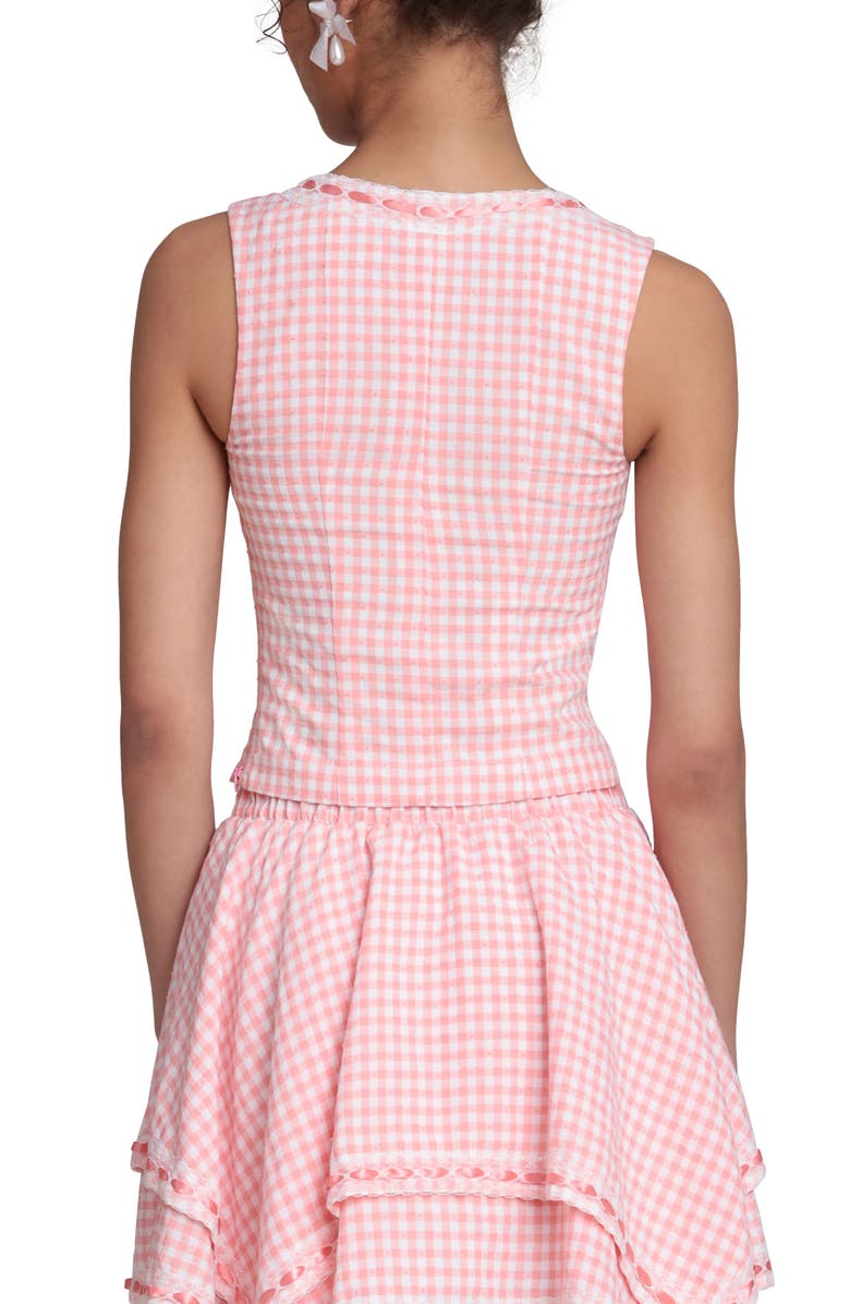 Avec Les Filles Gingham Top, Alternate, color, Pink - White Gingham