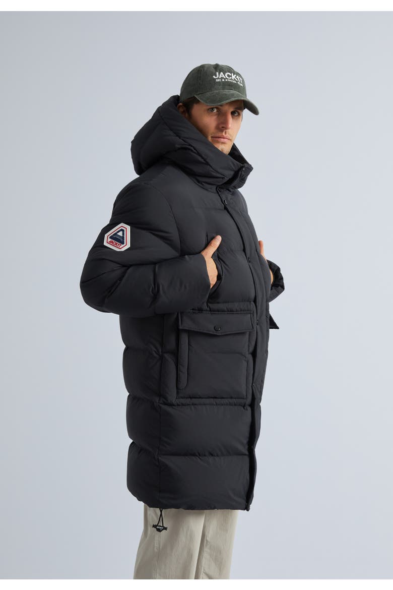 Insulated Longline Puffer Coat, Alternate, color, Black