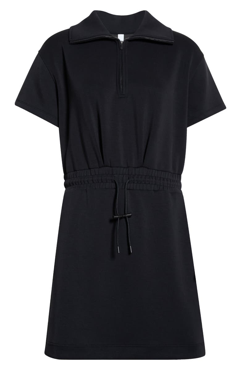 Zella Ultrasoft Knit Quarter Zip Dress, Main, color, Black