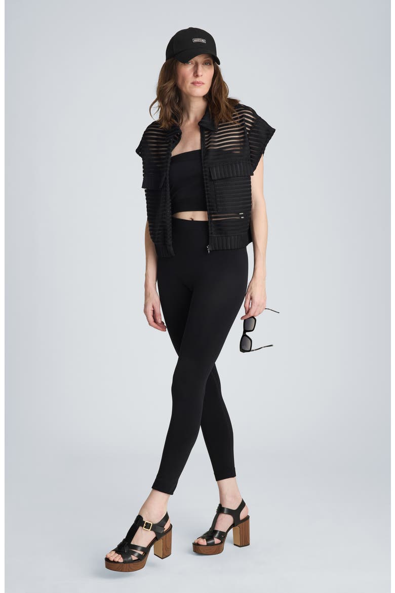 Sheer Stripe Zip Cardigan, Alternate, color, BLACK