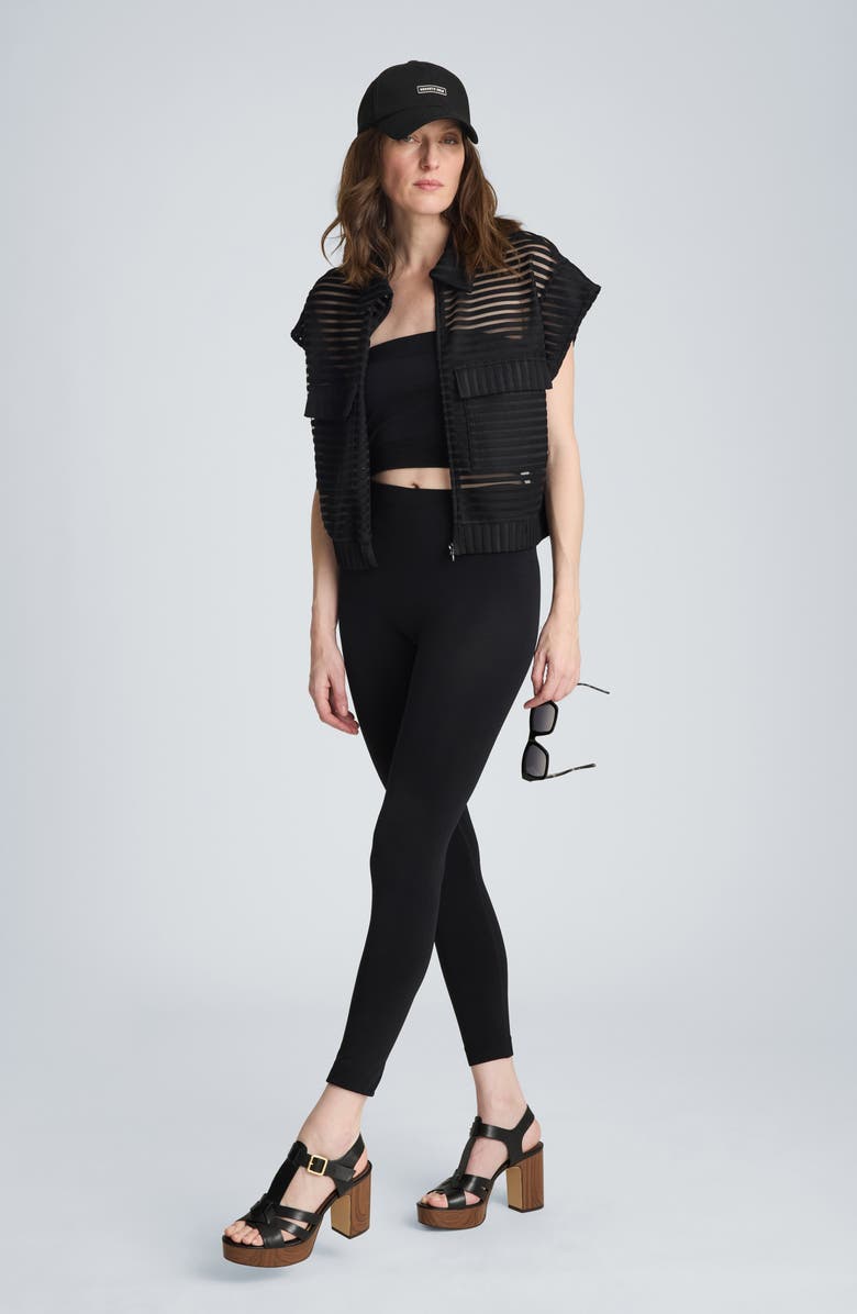 Kenneth Cole Sheer Stripe Zip Cardigan, Alternate, color, 