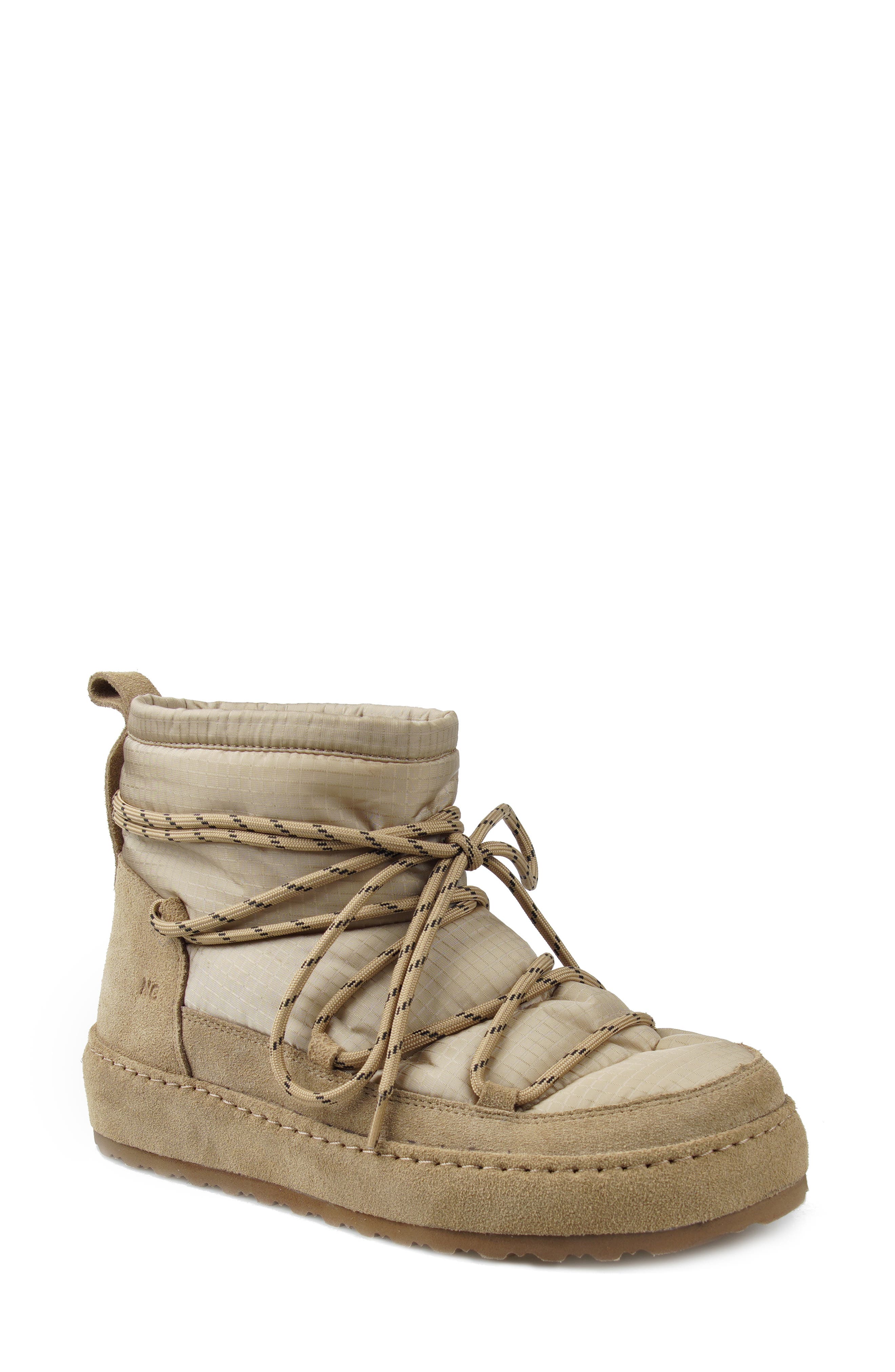 Lace-Up Bootie, Main, color, NATURAL SUEDE