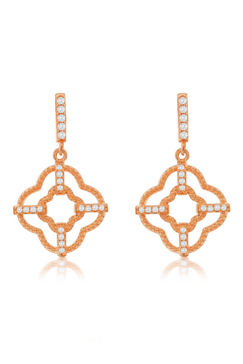 Cubic Zirconia Trellis Filigree Drop Earrings, Main, color, PINK