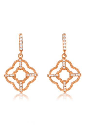 Suzy Levian Cubic Zirconia Trellis Filigree Drop Earrings