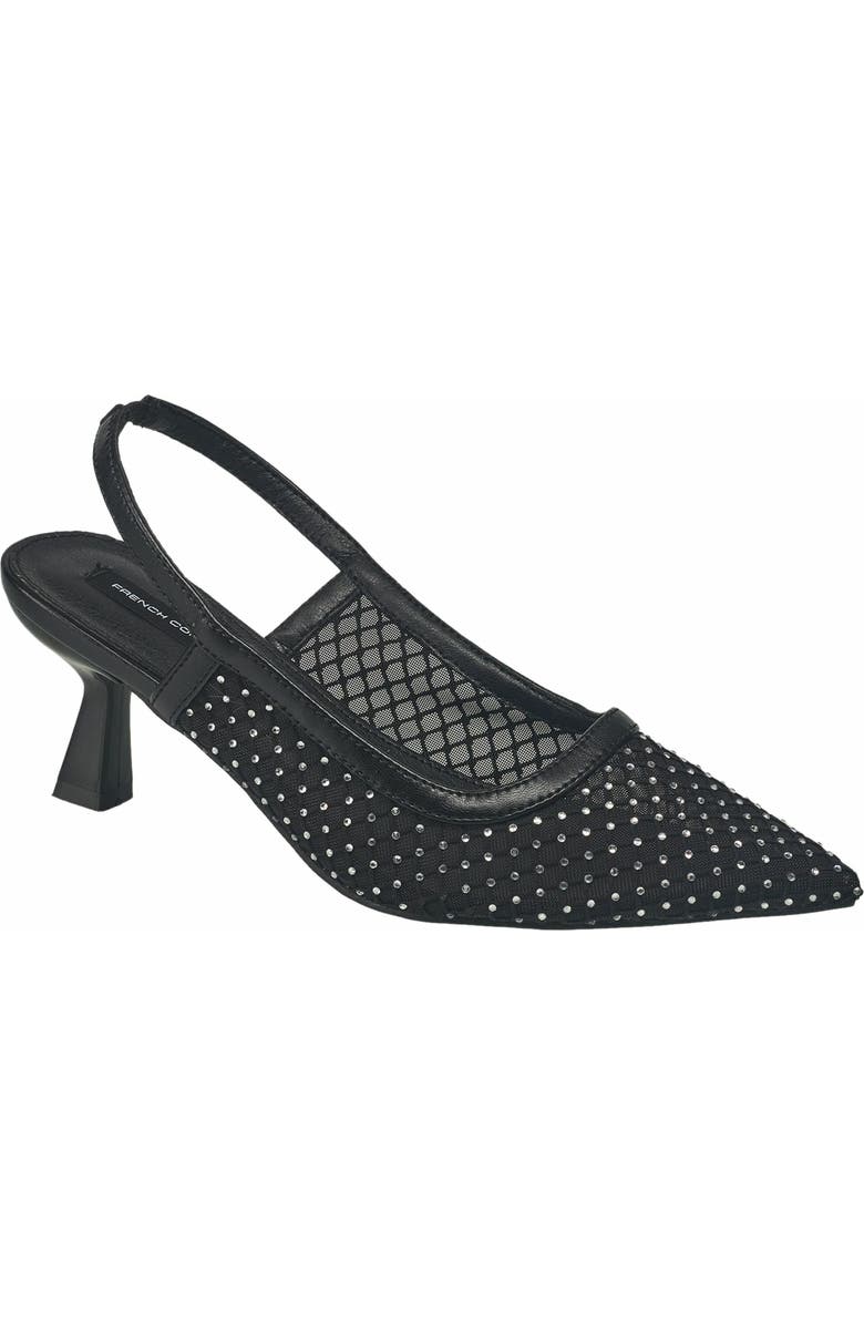 French Connection Elea Mesh And Stone Slingback, Main, color, Black