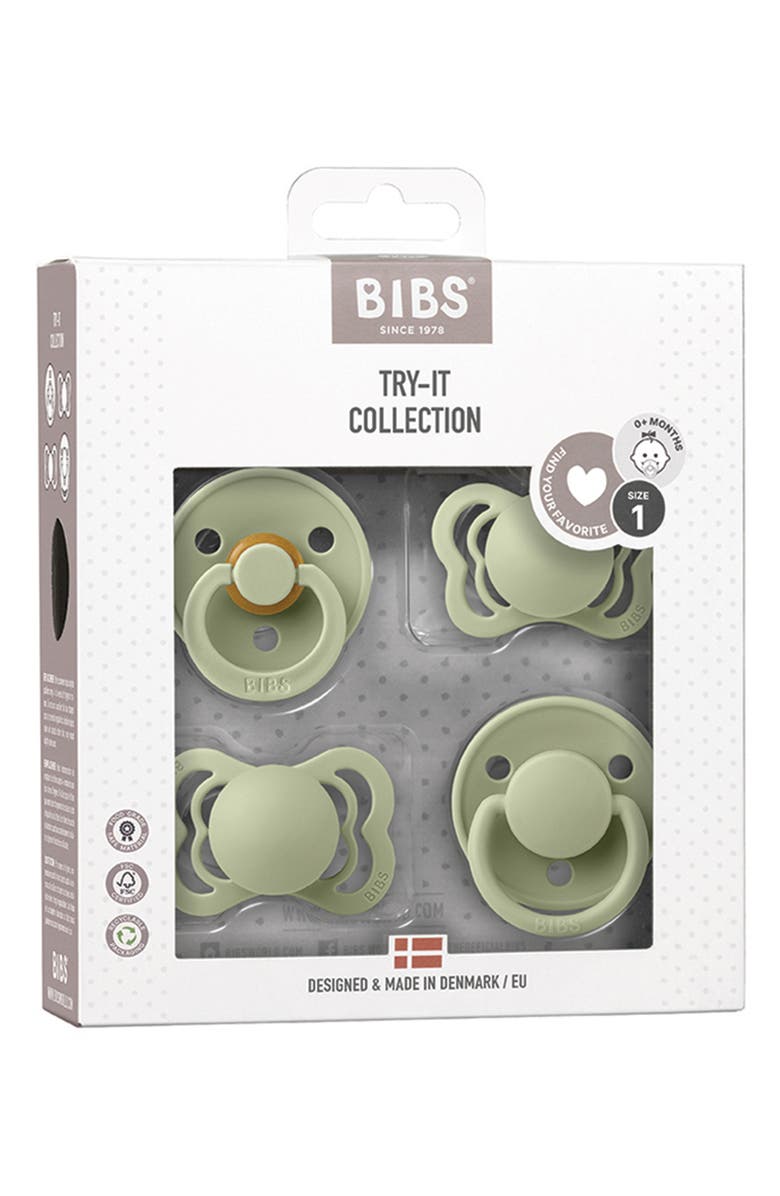BIBS 4-Pack Try-It Collection Pacifier Set, Alternate, color, Sage