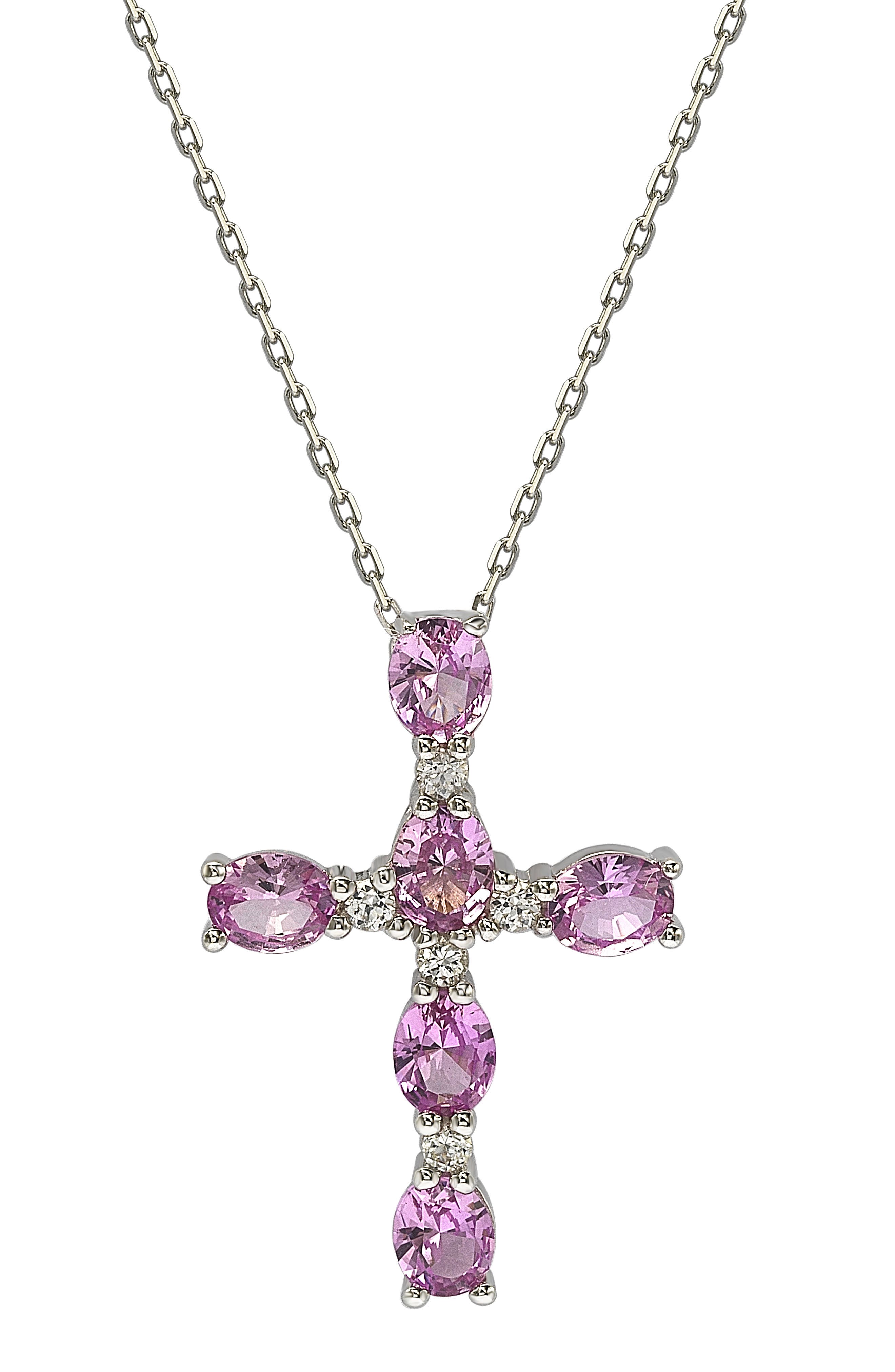 SUZY LEVIAN Sapphire & Lab Created White Sapphire Cross Pendant ...