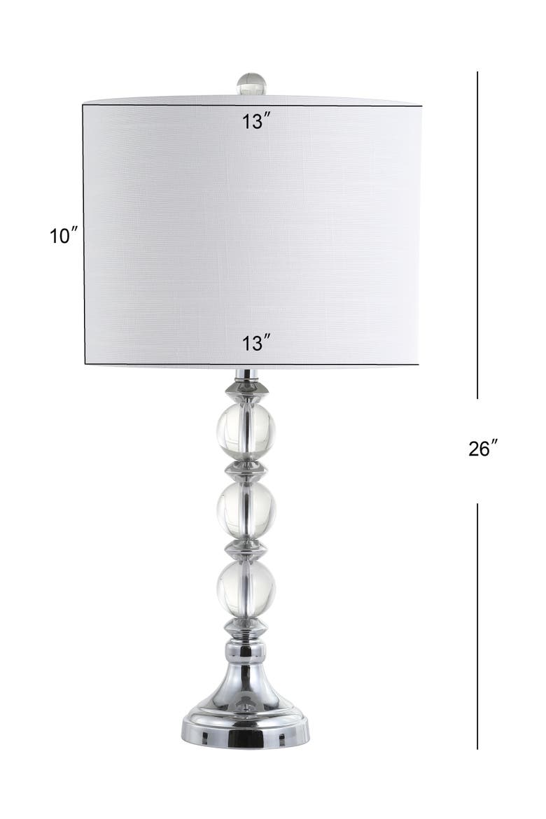 Paul 26" Crystal/Metal LED Table Lamp, Clear/Chrome, Alternate, color, Clear/Chrome