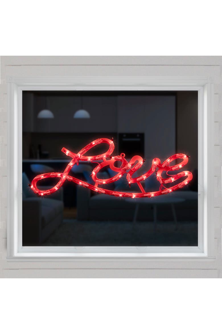 17" Red Lighted Love Valentine's Day Window Silhouette, Alternate, color, Red