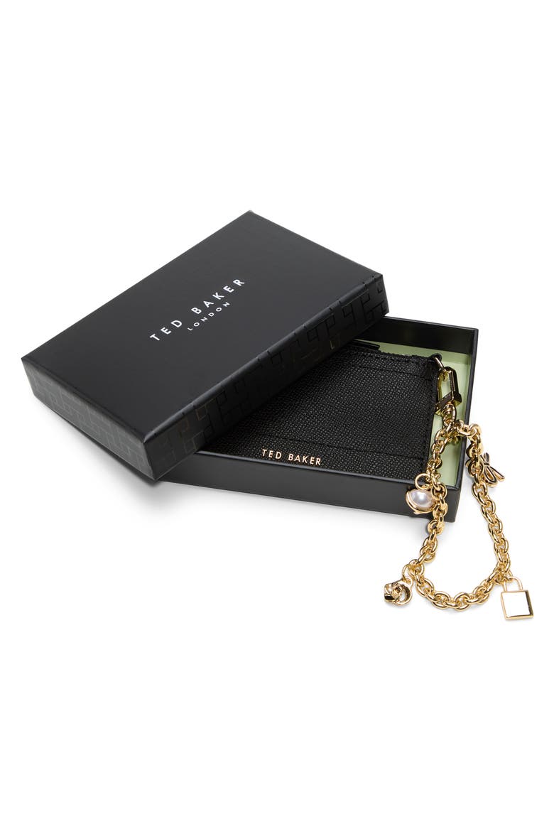 Sutton Charm Leather Card Case, Alternate, color, BLACK/ BLACK