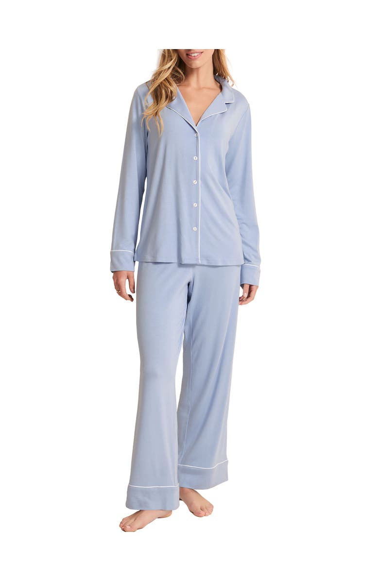 Adore Me Matilda Long Sleeve Top & Pants Pajama Set, Main, color, Medium Blue