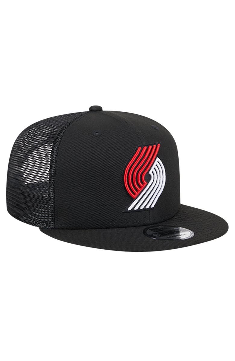 New Era Men's New Era Black Portland Trail Blazers Evergreen Meshback 9FIFTY Snapback Hat, Alternate, color, 