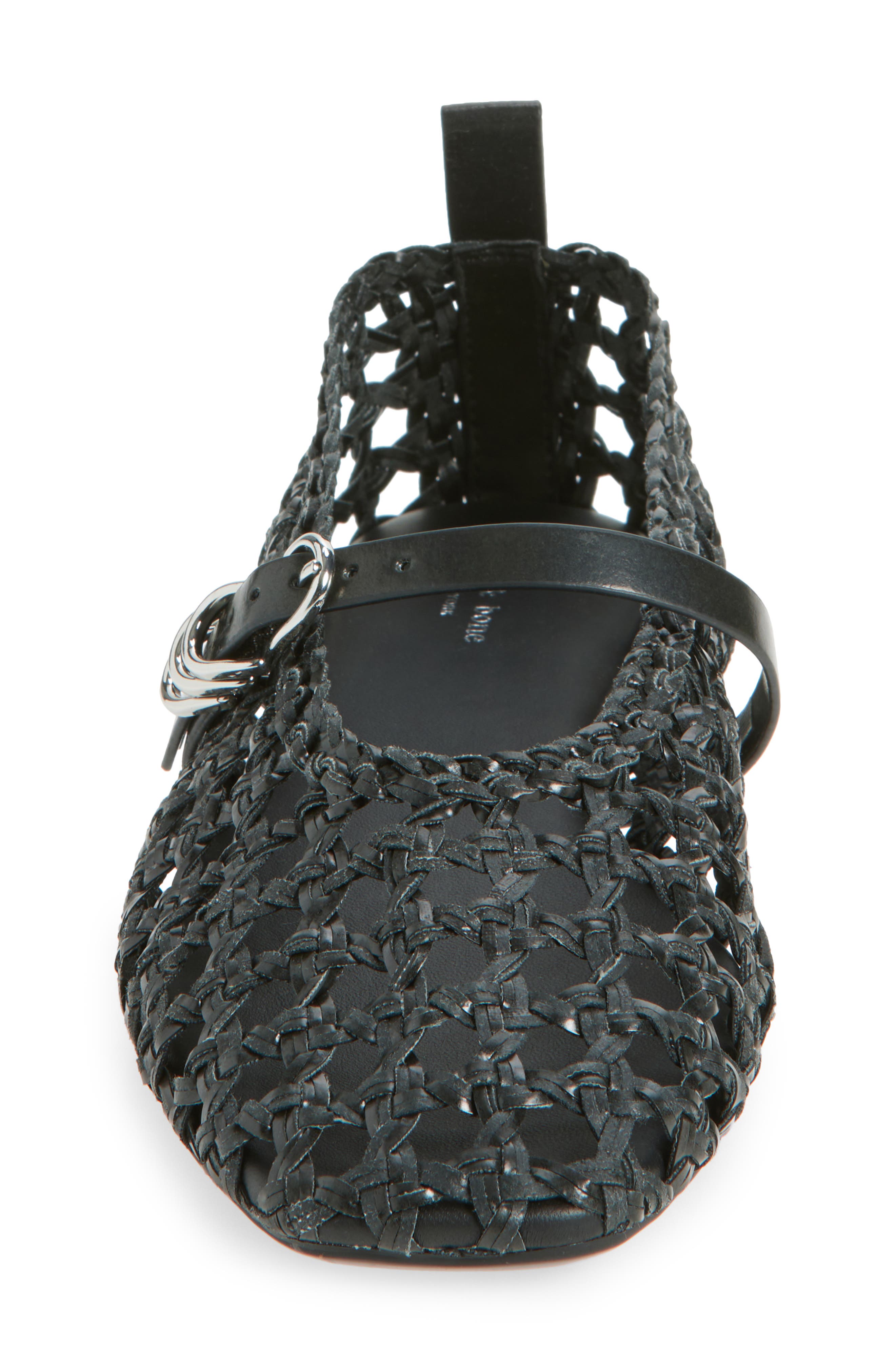 rag & bone Spire Woven Mary Jane Flat, Alternate, color, Black