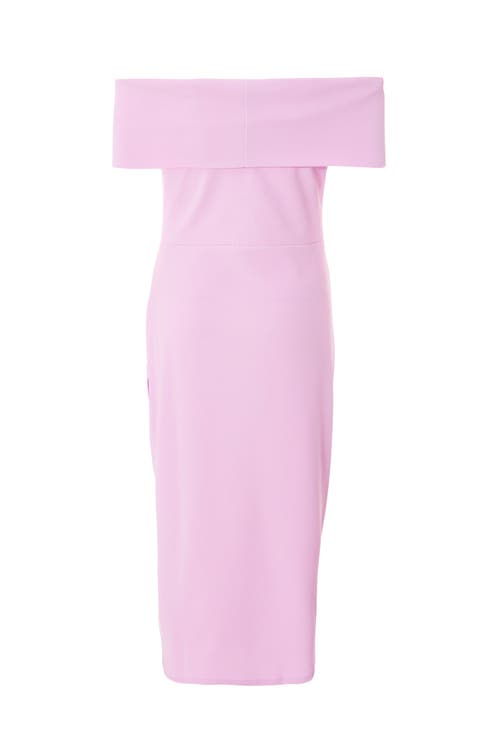 Quiz Scuba Crepe Bardot Midi Dress With Button Detail In Lilac