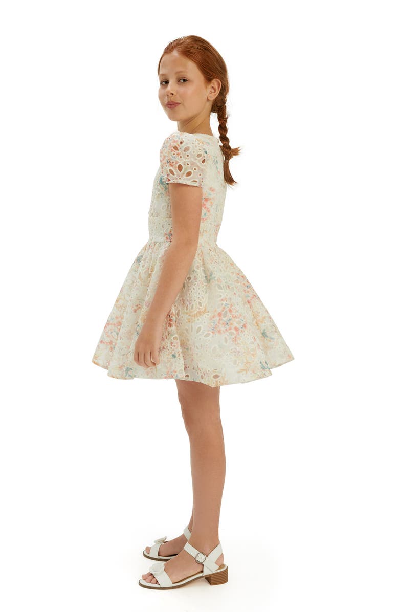 Bardot Junior Kids' Sirena Eyelet Fit & Flare Dress, Alternate, color, Yellow Flower