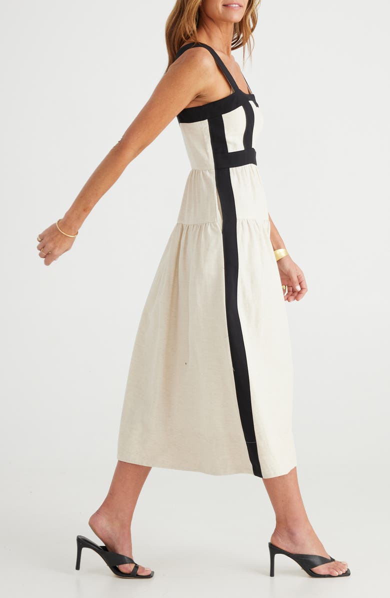 Brave+True Jolie Contrast Trim Midi Dress, Alternate, color, Natural/ Black
