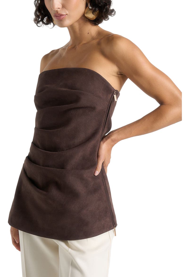 Laurena Suede Tacked Longline Bandeau Top, Alternate, color, Brown