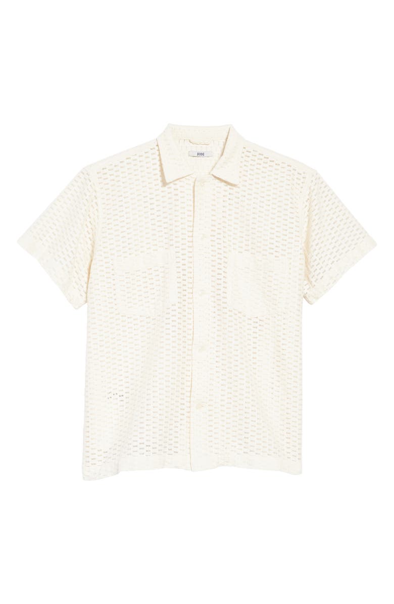 Bode Sheer Brick Lace Short Sleeve Shirt, Alternate, color, 