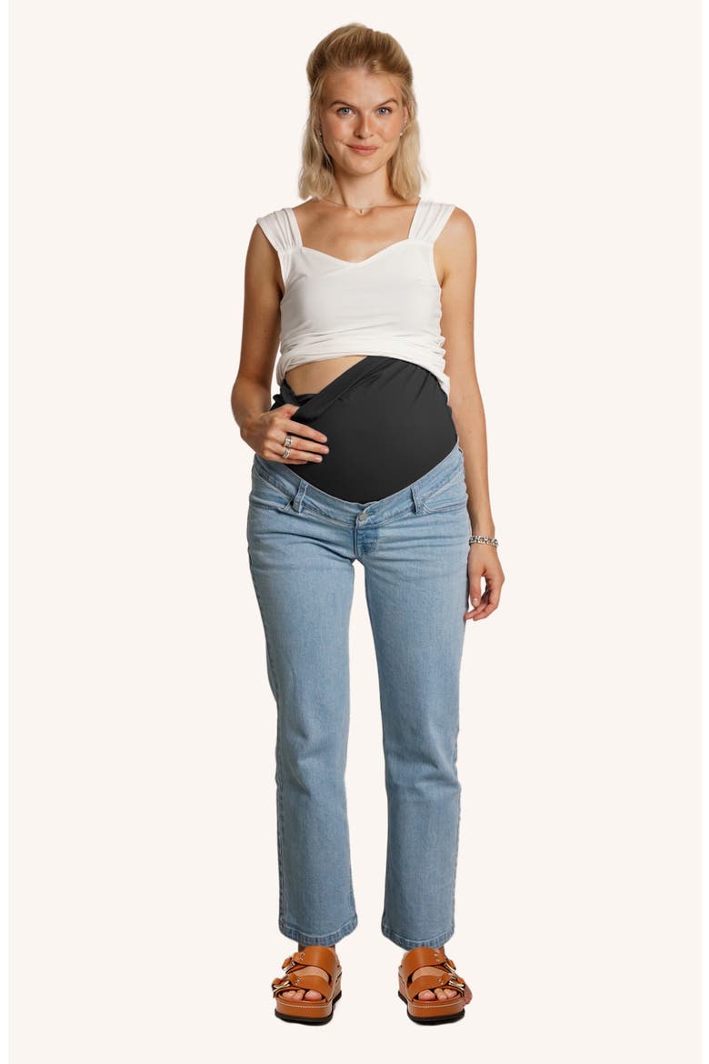 Hailey Straight-Leg Over-the-Belly Maternity Jeans, Alternate, color, LIGHT WASH