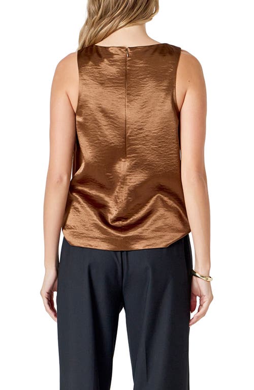 Endless Rose Satin Velvet Sleeveless Top In Brown