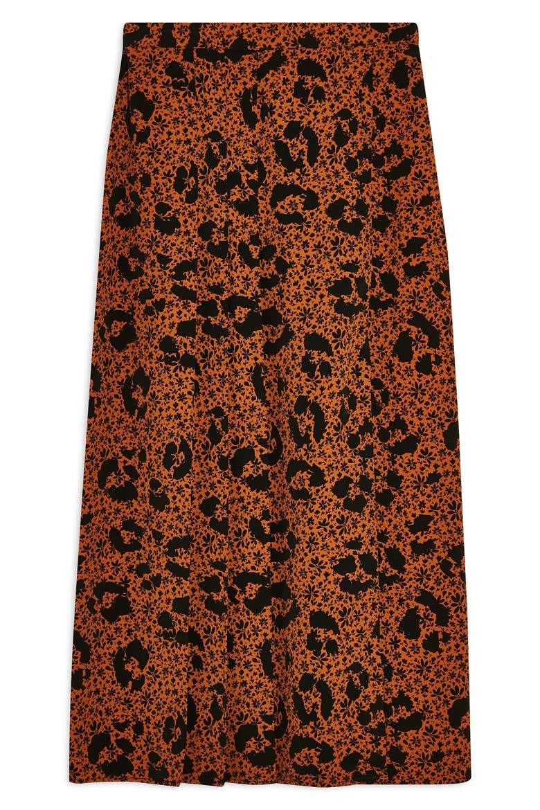 Floral Animal Box Pleat Midi Skirt, Alternate, color, BLACK MULTI