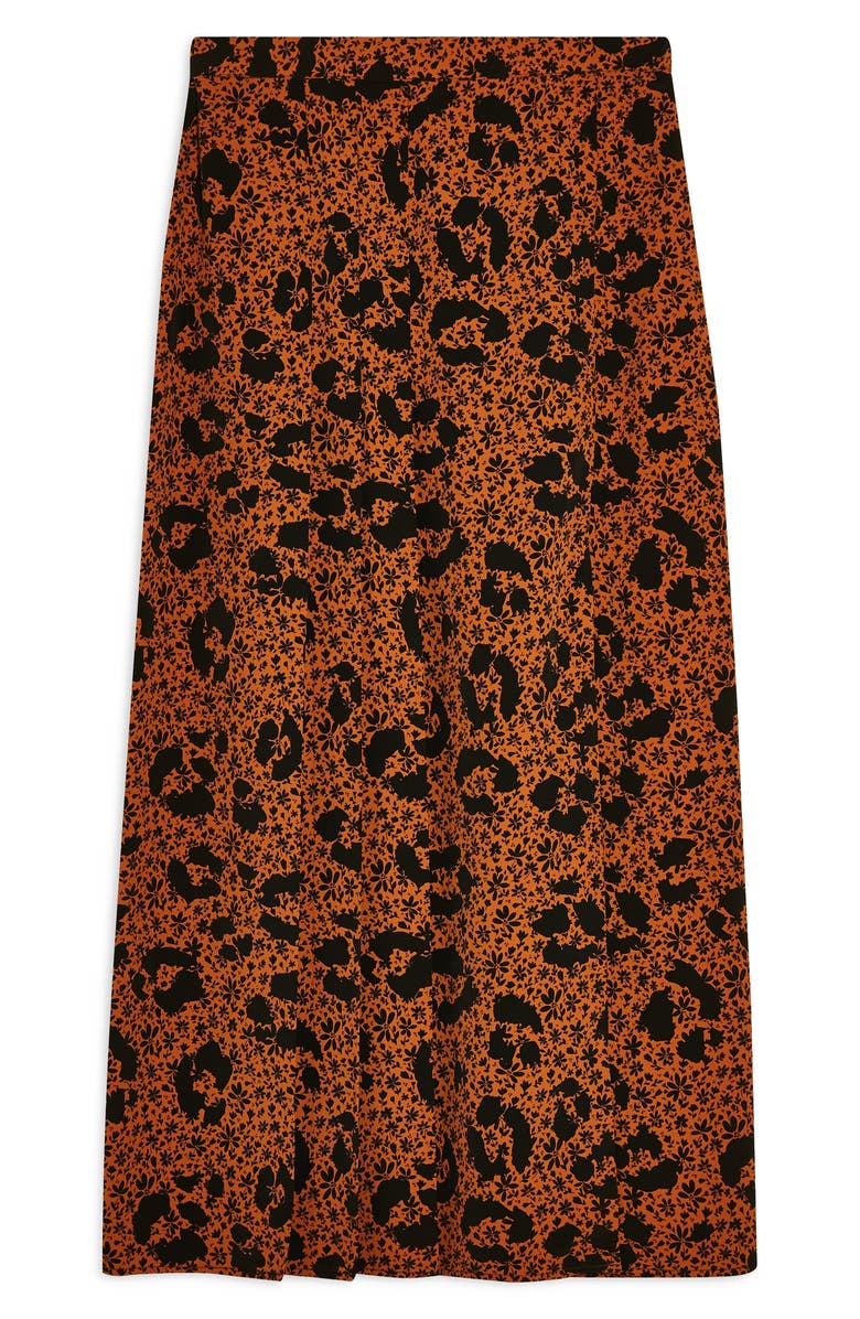 Topshop Floral Animal Box Pleat Midi Skirt, Alternate, color, 