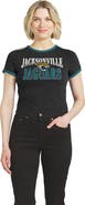 WEAR by Erin Andrews Women's WEAR by Erin Andrews Black Jacksonville Jaguars Cropped Throwback Ringer Baby T-Shirt