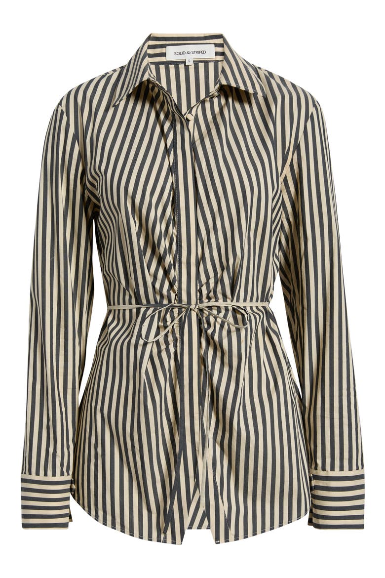 The Tinsley Striped Button-Up Shirt, Alternate, color, NOIR KHAKI