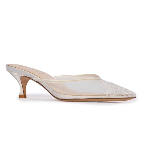 Black Suede Studio Cara 50 Mesh Mule In White