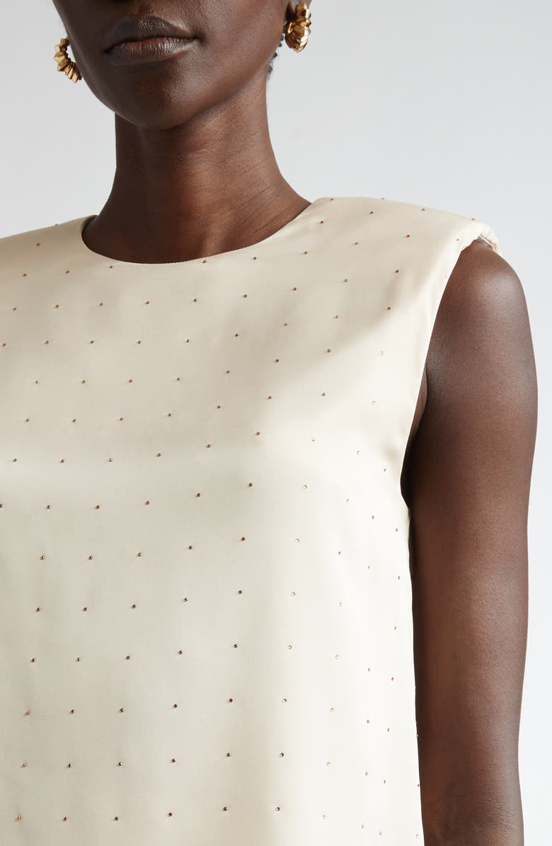 ST. JOHN Crystal Embellished Sleeveless Top, Alternate, color, Putty