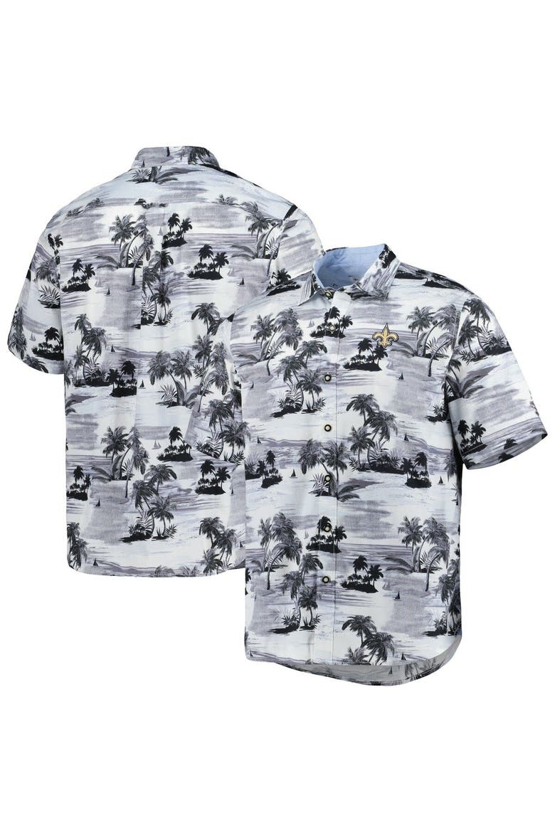 Men's Tommy Bahama Black New Orleans Saints Sport Tropical Horizons Button-Up Shirt, Main, color, Black