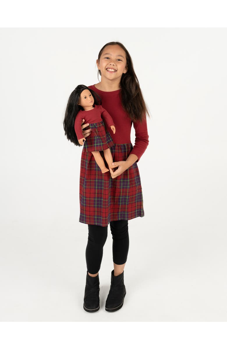 Leveret Girls Skirt Dress with Matching Doll Dress, 100% Cotton, Main, color, Red