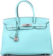 Pre-Owned Hermes Birkin Handbag Blue Togo with Palladium Hardware 30