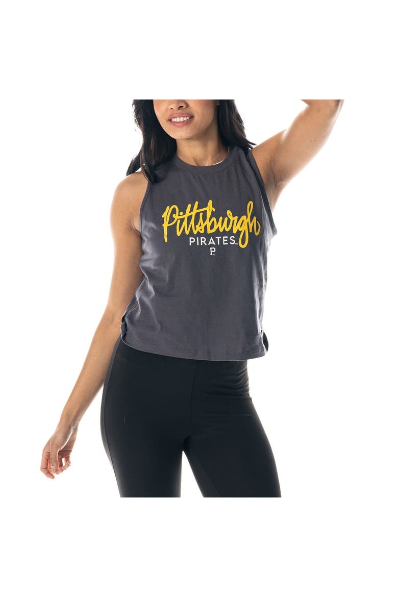 Women's The Wild Collective Charcoal Pittsburgh Pirates Side Knot Tank Top, Alternate, color, Charcoal