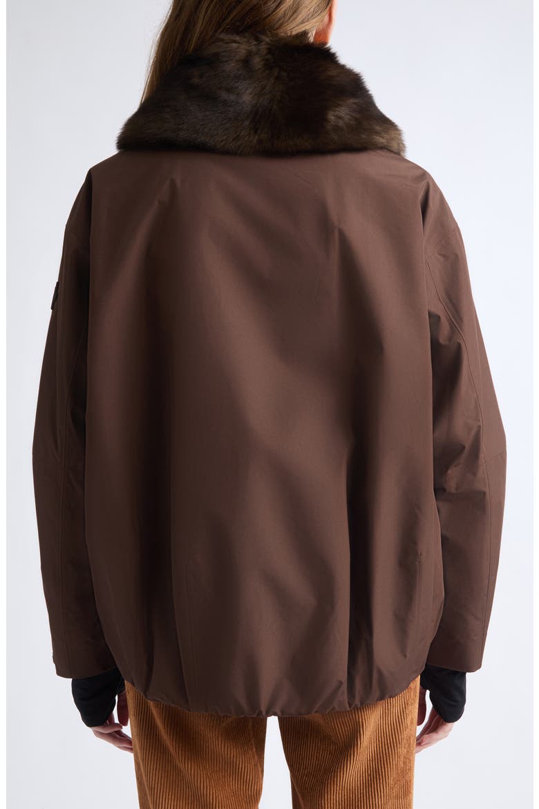 Caurel Faux Fur Collar Water Repellent Stretch Nylon Jacket, Alternate, color, ESPRESSO BEAN