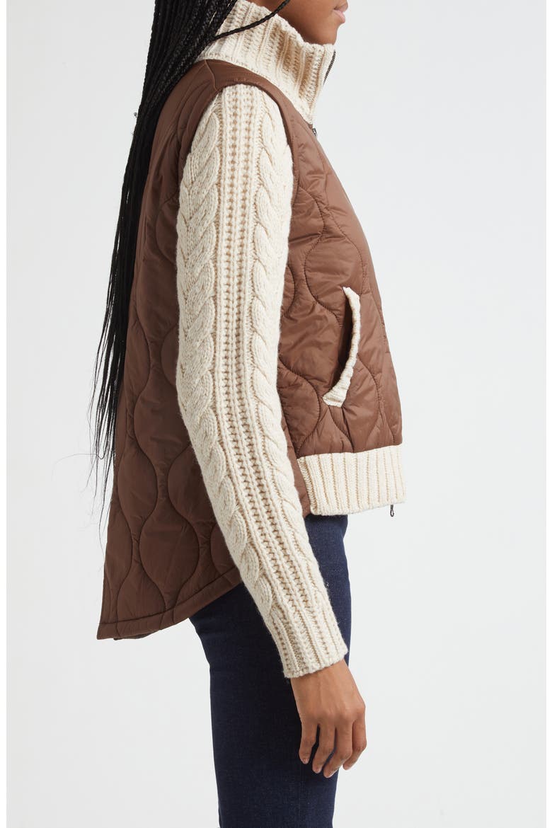 Patra Quilted Mixed Media Wool Blend Jacket, Alternate, color, MOCHA HEATHERED SAND