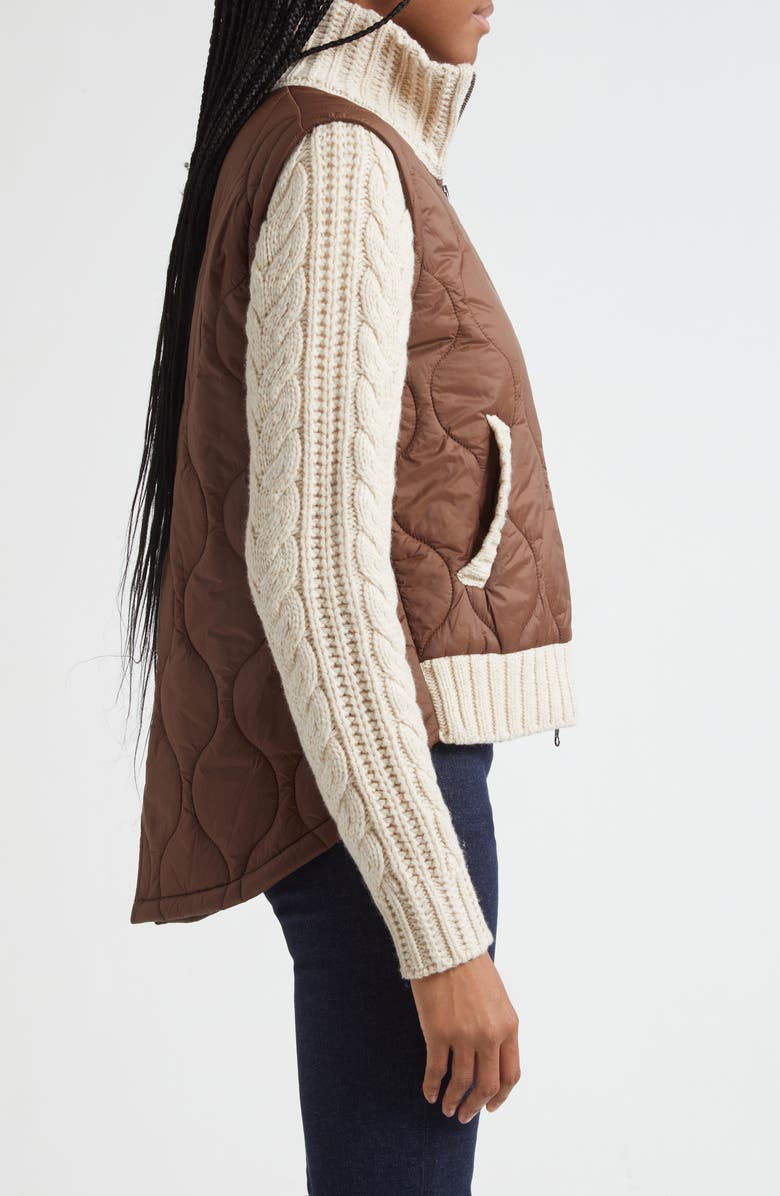Veronica Beard Patra Quilted Mixed Media Wool Blend Jacket, Alternate, color, Mocha Heathered Sand