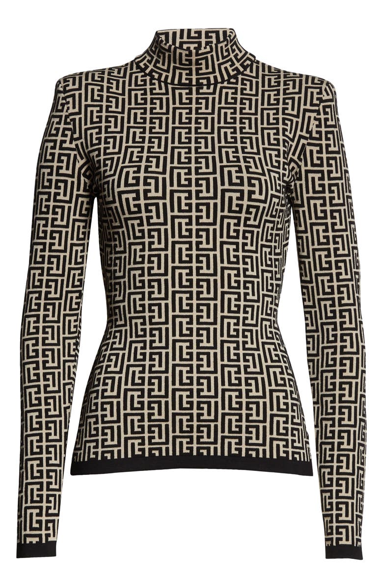 Balmain Monogram Jacquard Sweater, Alternate, color, 