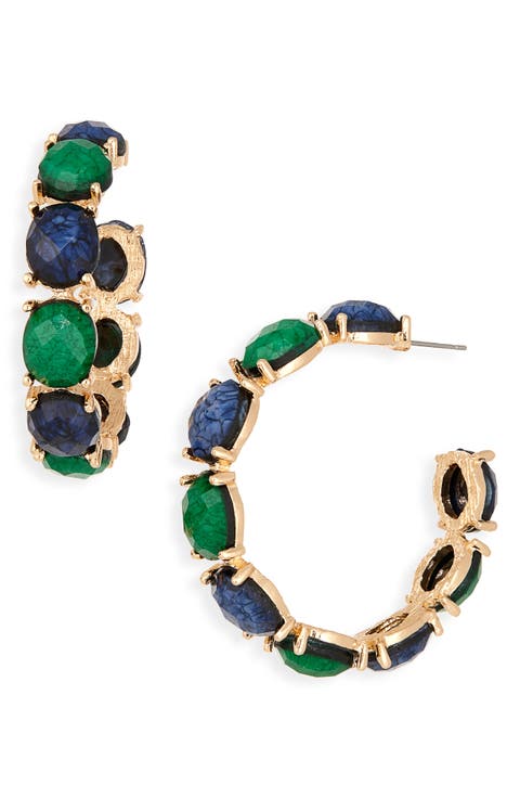 Stone C Hoop Earrings